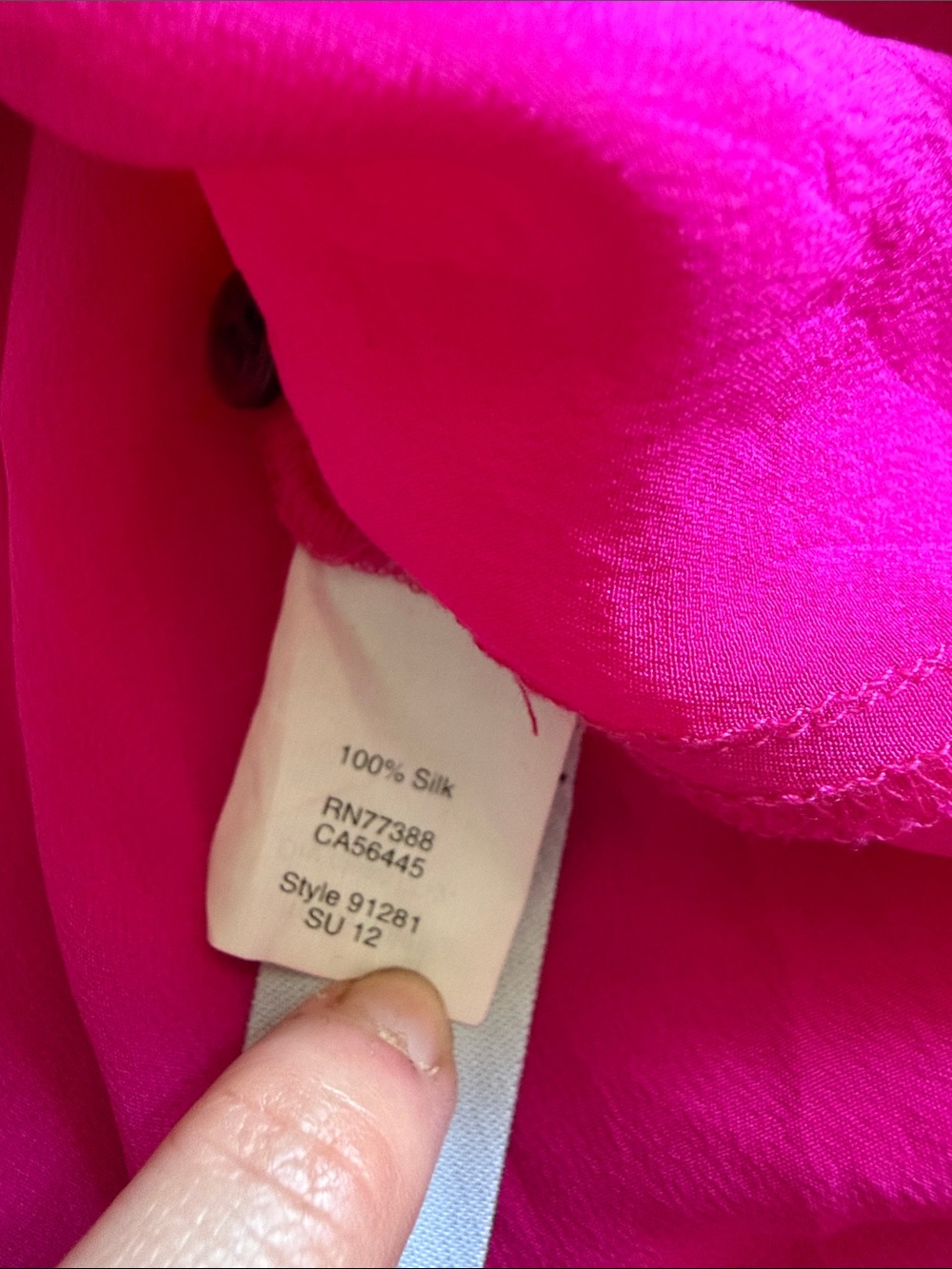 Broadway & Broome Fuschia Silk Button-Down Shirt - Women's Classic Collared Top - Picture 3 of 5